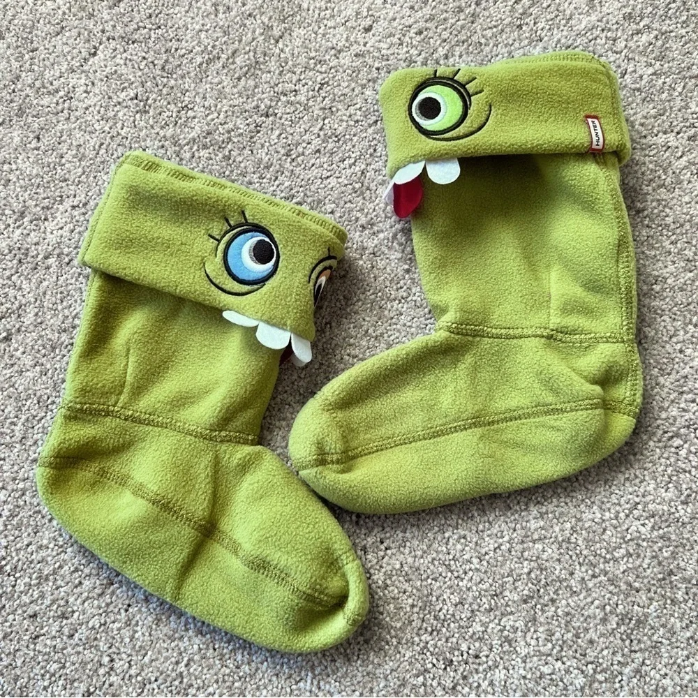 New! Hunter kids green alien fleece boot socks size medium (11-13)